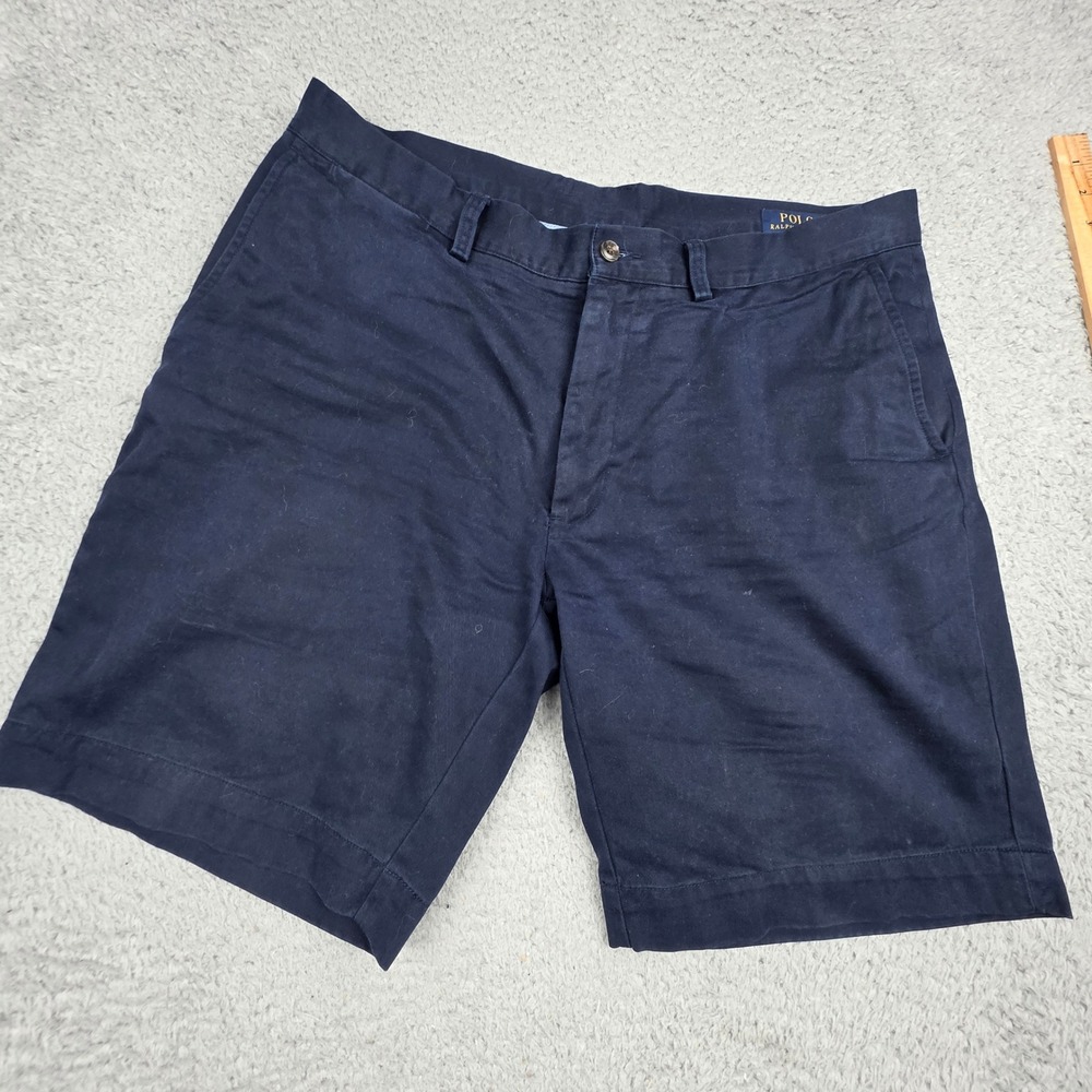 Polo Ralph Lauren Chino Shorts Mens 35 Navy Blue Classic Fit 9 Inch Cotton